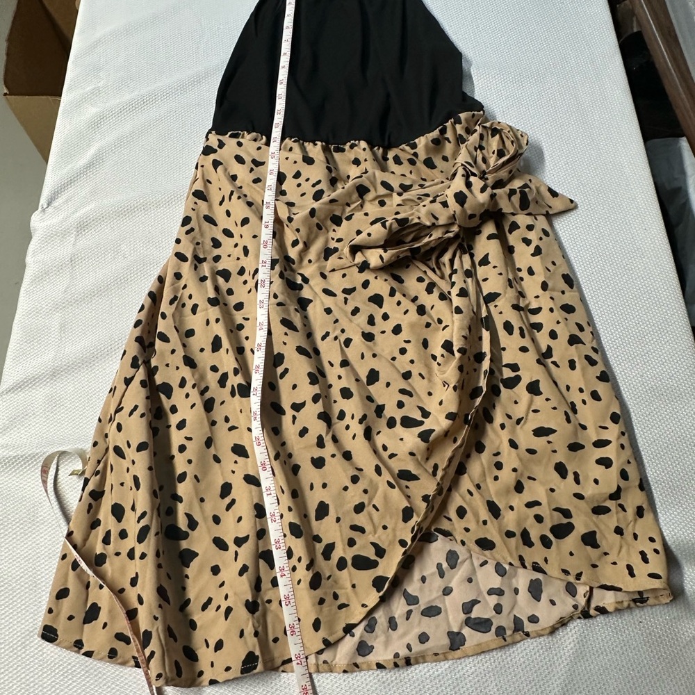 SHEIN Asymmetrical Black and Tan Dress